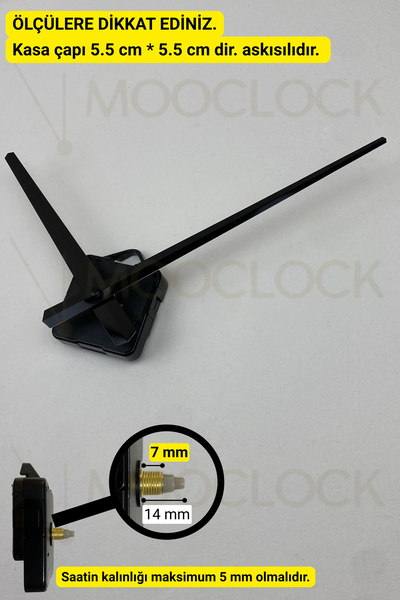 MOOCLOCK Saat Mekanizması, Akar Sesssiz Duvar Saati Mekanizması, 14 Mm Şaft, ...
