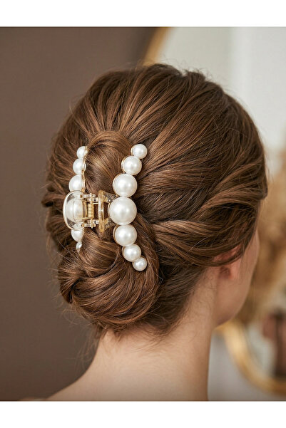 BeyzHal Μεγάλη περλένια λεπτομέρεια με κούμπωμα, κομψή και μοντέρνα φουρκέτα ...