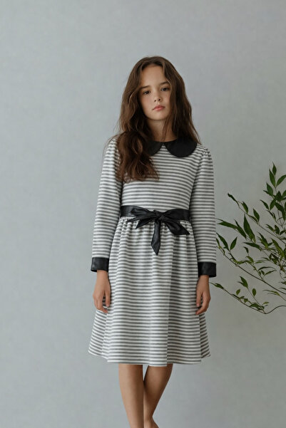 FESSHERA KİDS Κοριτσίστικο φόρεμα με λεπτομέρειες από συνθετικό δέρμα, γιακά ...