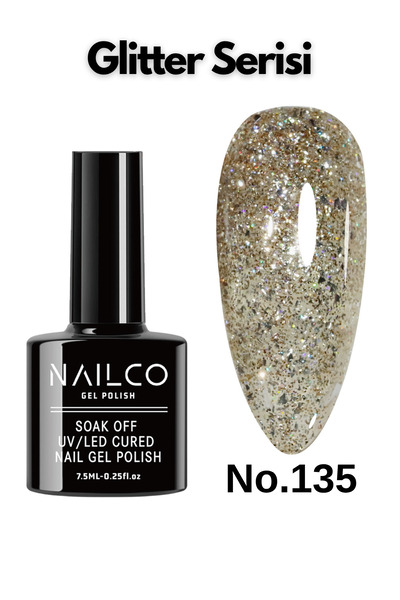 Naıl Co Uv Led Kalıcı Oje 7.5 ml Glitter Seri Nailco 135