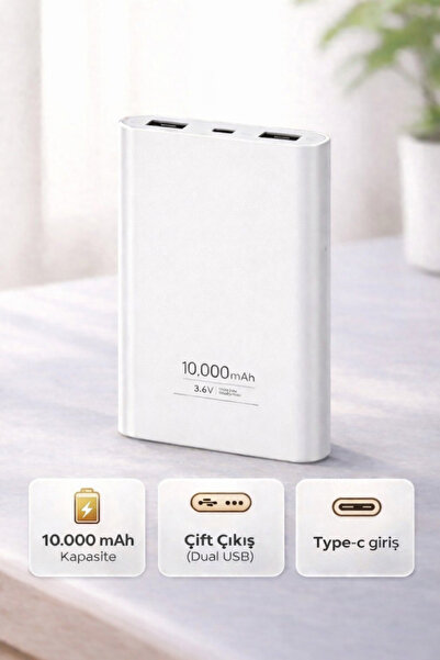 TEKNOAS İLETİŞİM 10.000 mAh Powerbank – 2 USB Çıkışlı / Type-c / Taşınılabili...