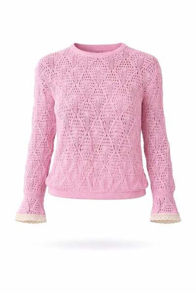 5in1Canpolat Ροζ διάτρητο πλεκτό 261036