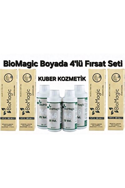 BIOMAGIC 7.00 Kumral Organik İçerikli Amonyaksız Kalıcı Saç Boyası 4 Boya+4 O...