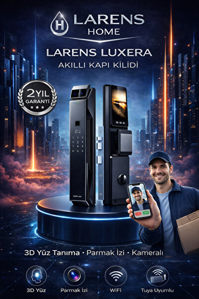 Larens LUXERA X9 Pro Akıllı Kapı Kilidi – Yüz Tanıma, Parmak İzi, Şifre, Kart...