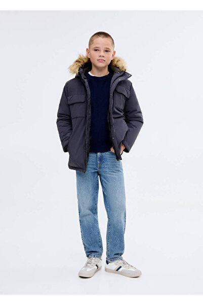 MANGO Kids Kapüşonu suni kürklü anorak