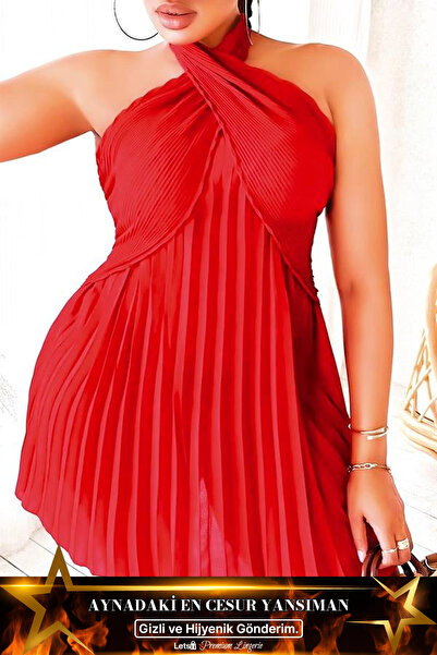 Generic Brand Big Ruffle Halter Neck Nightgown Red Color