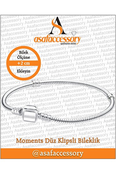 asaf Düz klips moments bileklik (charm takılabilir) / gümüş kaplama