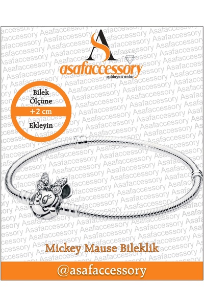 asaf Mickey mouse  moments bileklik (charm takılabilir) | gümüş kaplama