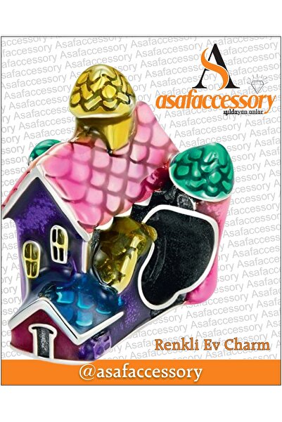 asaf Renkli ev charm | gümüş kaplama