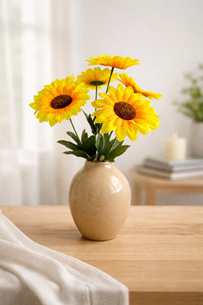 BAKBURAYA YAPAY ÇİÇEKÇİLİK Yapay 6 Dallı Sarı Ayçiçeği Günebakan Ev Dekorasyo...