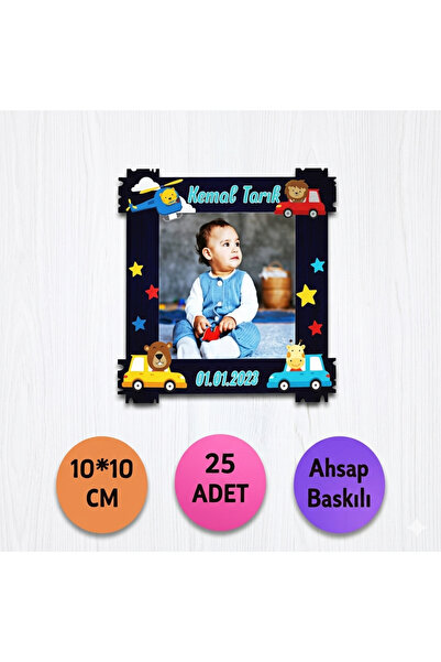 wonderlike Bebek ve Çocuk Doğum Günü Resimli Ahşap Magnet 25 Adet Set - İsiml...