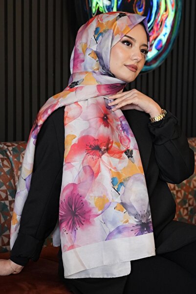 AFVENTE شال من القطن الناعم بنمط الأوركيد