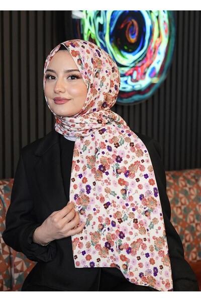 AFVENTE Λευκό βαμβακερό σάλι με σχέδιο λουλουδιών