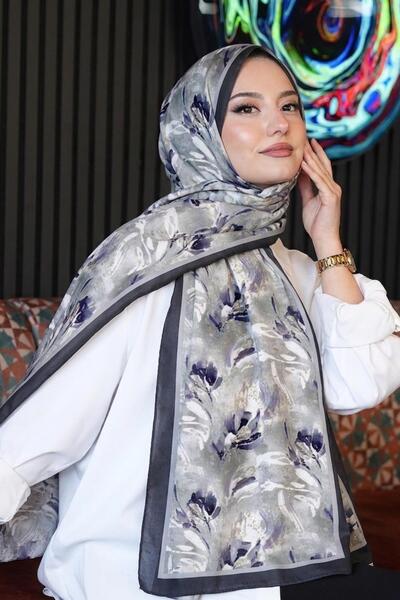 AFVENTE Brush Tulip Pattern Smoked Soft Cotton Shawl