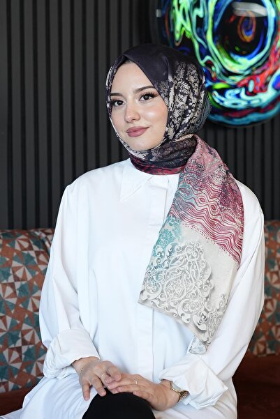 AFVENTE Πράσινο βαμβακερό σάλι με κυματιστό σχέδιο