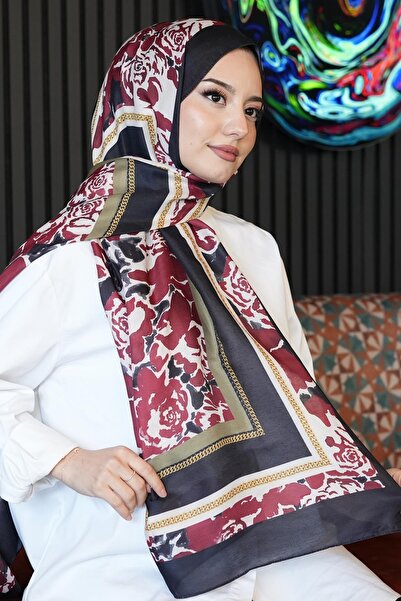 AFVENTE Șal din bumbac moale fucsia cu model de trandafiri