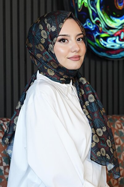 AFVENTE Μοτίβο λουλουδιών Σκούρο πράσινο απαλό βαμβακερό σάλι