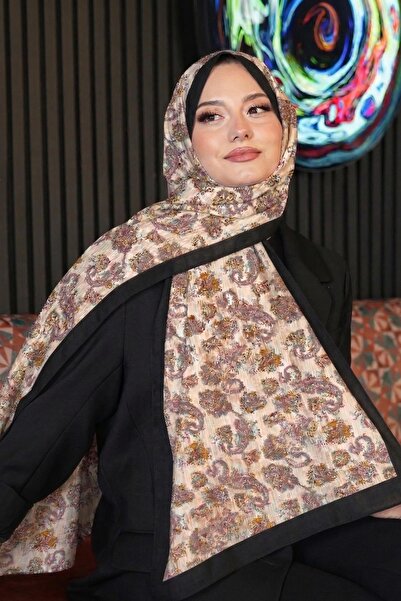 AFVENTE Șal mini cu model Paisley, mov moale bumbac