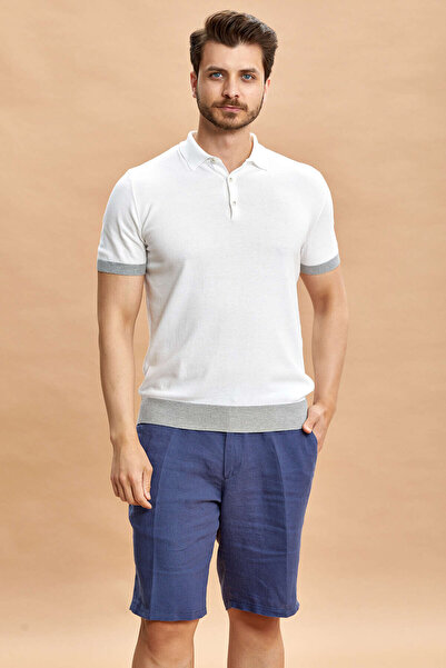 SMILE Bruno White - Gray Polo Knitwear T-Shirt