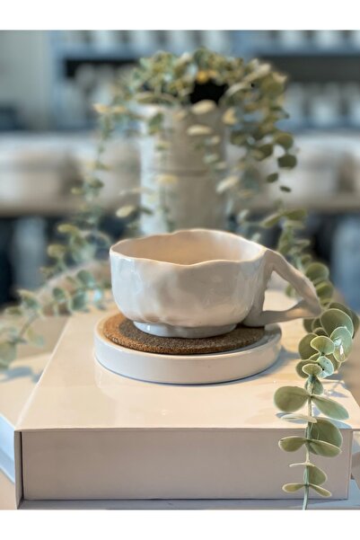 terraco ceramic Beyaz El Yapımı Seramik Kupa Mug Fincan