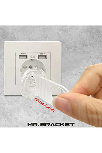 MR.BRACKET 5 Kapak + 1 Anahtar Otomatik Kapanır Bebek Priz Koruyucu Şeffaf - Priz Koruma Emniyet Aparatı Kapağı