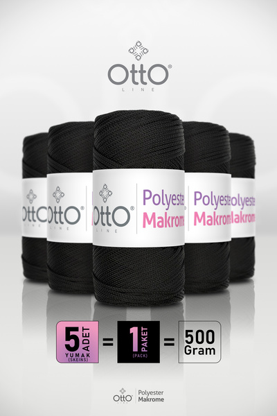 Otto Πολυεστερικό Μακραμέ - Μαύρο - Πακέτο 5 τεμαχίων - 2mm/100gr/100m - Σουπ...