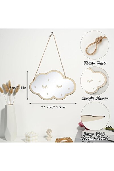 Arabest Acrylic Nursery Mirror with Cloud Design, Non-Glass Unbreakable Wall ...