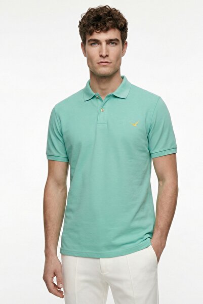 SMILE تي شيرت بولو من قطن غازي إيجه بنسبة 100% من كايمان مينت