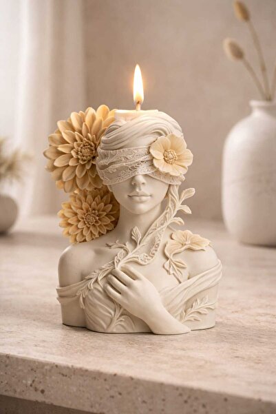 Hand Painting Lady Bust Decorative Candle Scented Natural Soy Candle 10cm