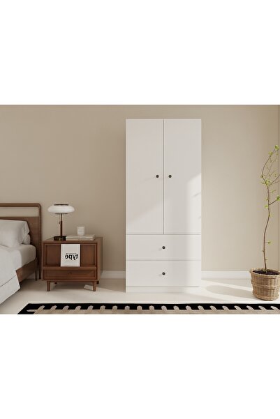 Masif Market 2 Kapaklı 2 çekmeceli Gardırop