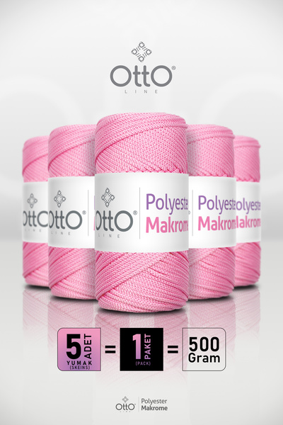 Otto Πολυεστερικό Μακραμέ - Ροζ - Πακέτο 5 τεμαχίων - 2mm/100gr/100m - Σουπλά...