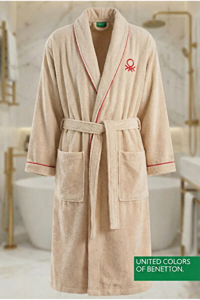 Benetton Home Μπουρνούζι Ανδρικό Γυναικείο Unisex Μπεζ 100% βαμβάκι