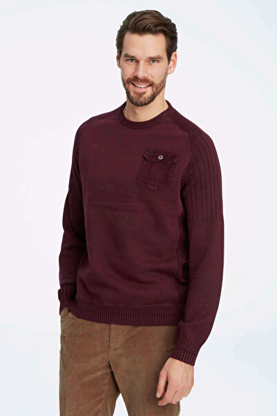 SMILE Montenegro Burgundy 100% Cotton Vintage Pocket Sweater