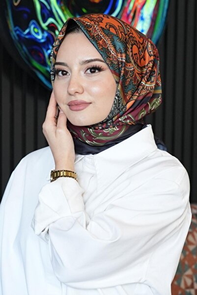 AFVENTE Eșarfă din bumbac burgundă cu model etnic