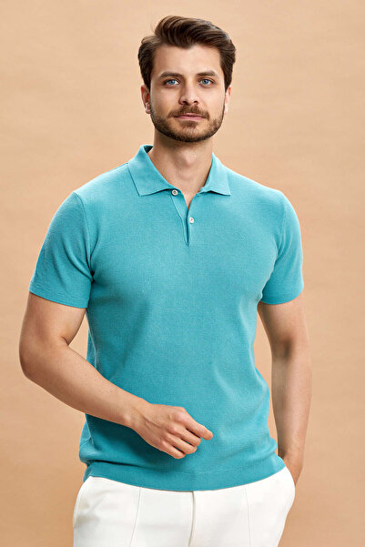 SMILE Earty Koyu Mint %100 Pamuk Polo Triko Tişört
