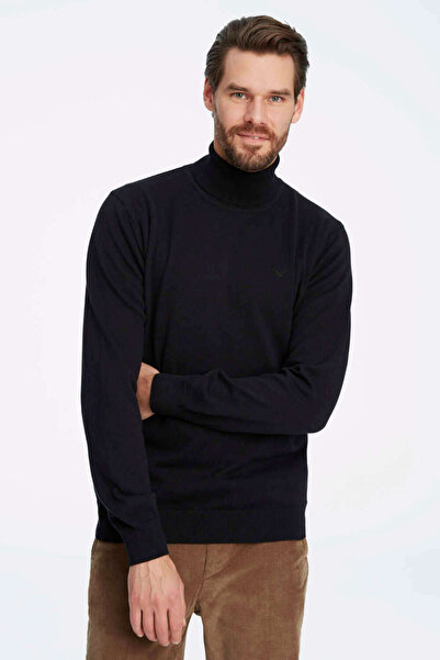 SMILE Thunder Black 100% Cotton Turtleneck Sweater
