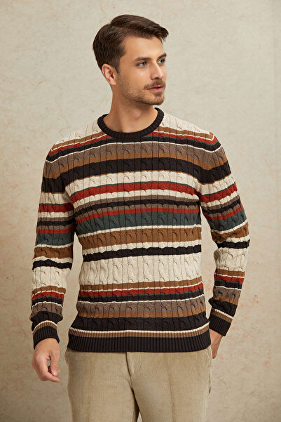 SMILE Land Brown 100% Cotton Round Neck Sweater