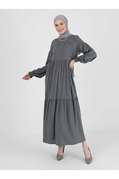 Refka Φόρεμα Τεσεττούρ με Φυσικό Ύφασμα και Λεπτομέρεια Γκιπέ στις Μανσέτες -...