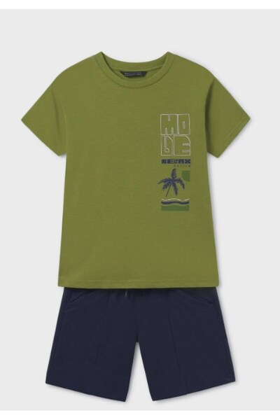 MAYORAL Men's youth 6677 palm t-shirt shorts set gkm0156