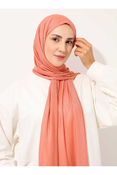 Tuva Şal Sunshine Mercerized Combed Cotton Viscose Shawl - Peach-