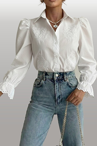 fumel women's clothing Γυναικείο πουκάμισο Princess Vintage με λεπτομέρεια σε...