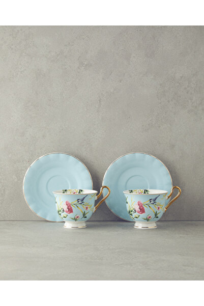 English Home Vanilla New Bone China 4 Parça 2 Kişilik Fincan Takımı Açık Mavi