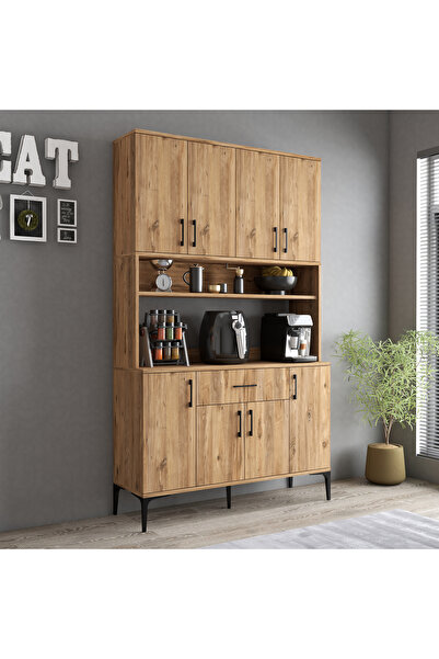 Tanmob MDL0402 Alt Üst Çok Amaçlı Dolap 8 Kapaklı Çekmeceli Raflı Mutfak Dola...