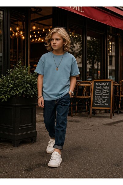 Cloise Mavi Çocuk T-shirt Unisex | %100 Pamuk |