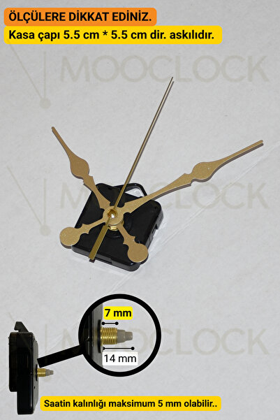 MOOCLOCK Saat Mekanizması, Akar Sessiz Duvar Saati Mekanizması, 14 Mm şaft, A...