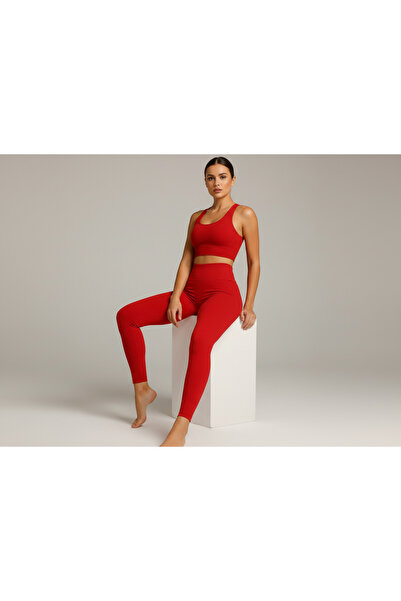 lzv Κόκκινο κοτλέ Ψηλόμεσο κολάν εφέ σύσφιξης – Γυναικείο Αθλητικό & Καθημερι...