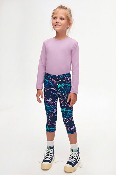 LOVETTI Тъмносини летни клинове с шарки до коляното Капри за момичета