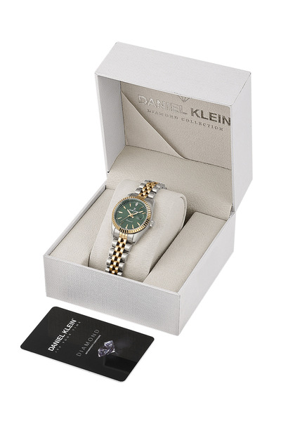 Jubilee Band Diamond Gemstone Custom Diamond Series Women's Wristwatch with Small Case (28mm) Green Dial