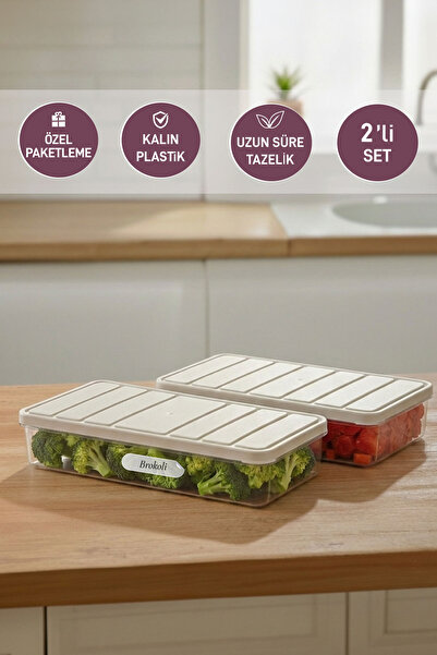 SELKA HOME 2 Pieces 1 Liter Nora Organizer Refrigerator Freezer Organizer Sto...