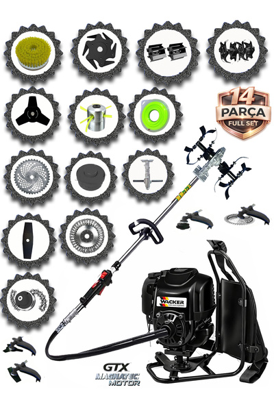 Wacker Pro German WRX-9000 V8 Sırt Tırpan+ Akrobat Çapalama + Toprak Eşeleme ...
